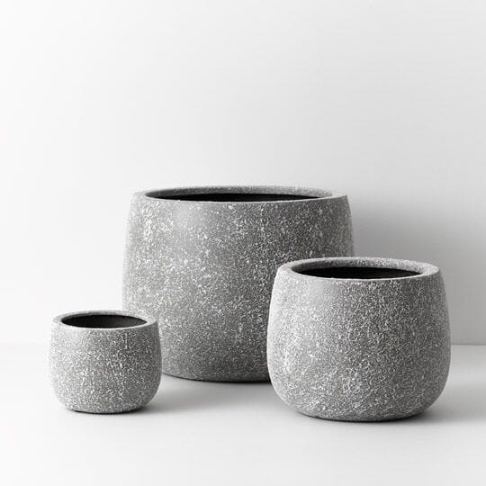 Imeri Stone Textured Pot in Grey - Large
