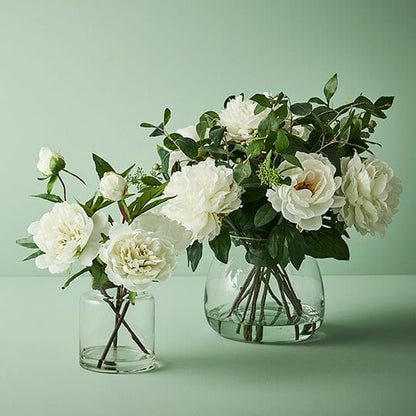 Peony White Artificial Mix in Glass Vase 31cm