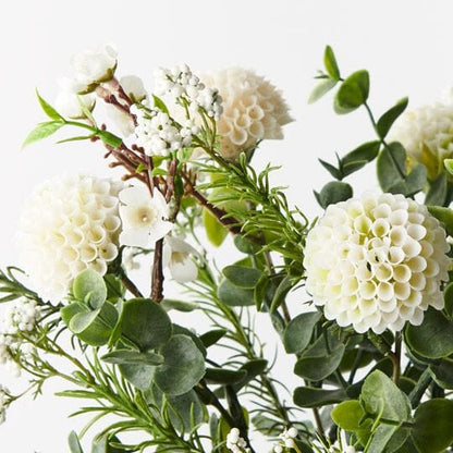 Dahlia Faux Bouquet Mix in White/Green - 34cm
