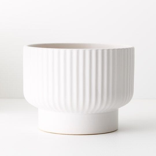 Elodie Ribbed Pot in White 20cm