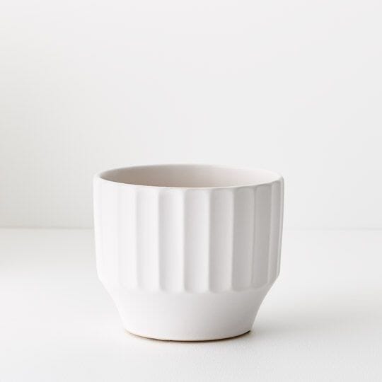 Estella Ceramic Footed Pot in White - Small