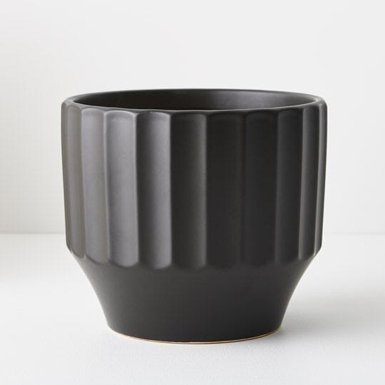 Estella Ceramic Footed Pot in Black - Large