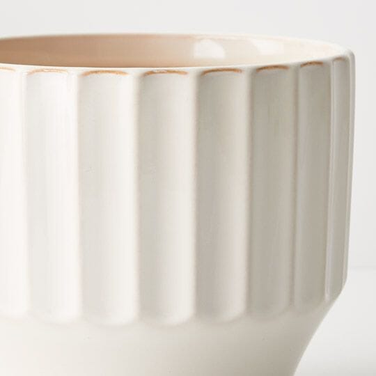 Estella Ceramic Footed Pot in Cream - Medium