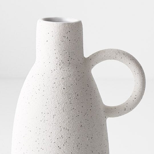 Katia Stone Vase W/ Handle in Matte White 12.5cm