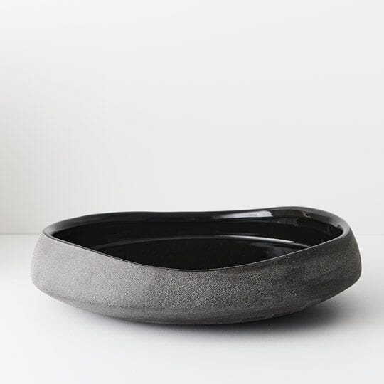 Katia Oversized Stone Bowl in Matte Black - 37cm