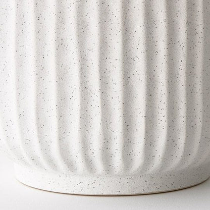 Katia Stoneware Ribbed Pot in White 19cm