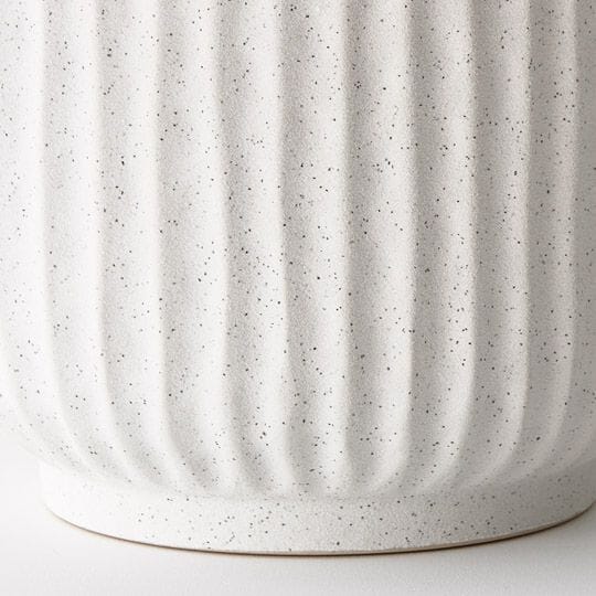 Katia Stone Ribbed Pot in White - Small