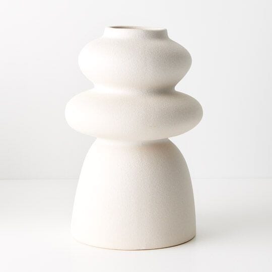 Tova Stone Vase in White - 30cm