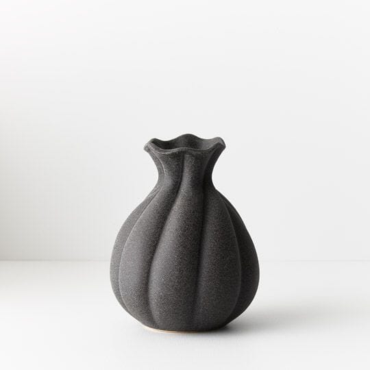 Allegra Stone Vase in Black 18cm