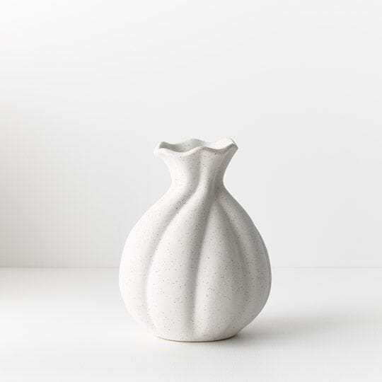 Allegra Stone Vase in White 18cm