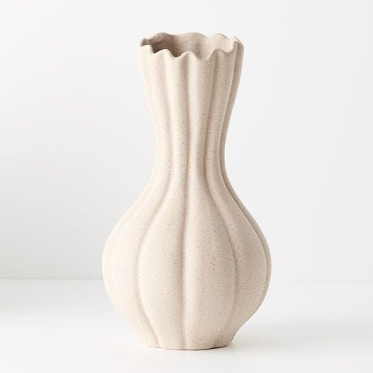 Allegra Stone Vase in Sand 30cm
