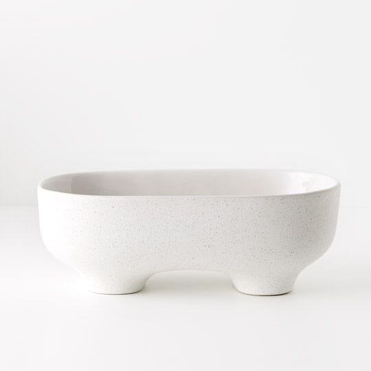Katia Stone Footed Serving Bowl in Matte White 30.5cm