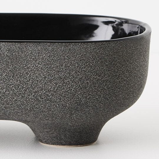 Katia Stone Footed Serving Bowl in Matte Black 30.5cm