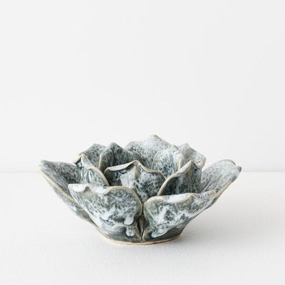Lotus Ceramic Candle Holder in Green