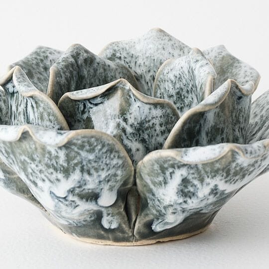 Lotus Ceramic Candle Holder in Green