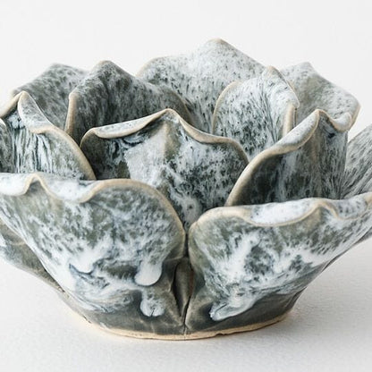 Lotus Ceramic Candle Holder in Green
