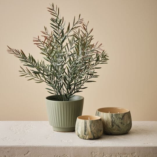 Ophelia Stoneware Candle in Sage Swirl 12.5cm