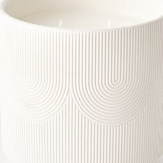 Linear Ceramic Candle in White 12cm