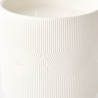 Linear Ceramic Candle in White 12cm