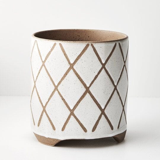 Lisbon Ceramic Plant Pot in White/Tan