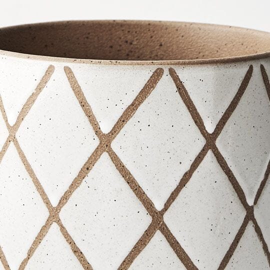 Lisbon Ceramic Plant Pot in White/Tan
