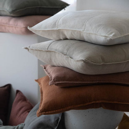 Luca Feathered Linen Lumbar Cushion - Natural 40x60cm