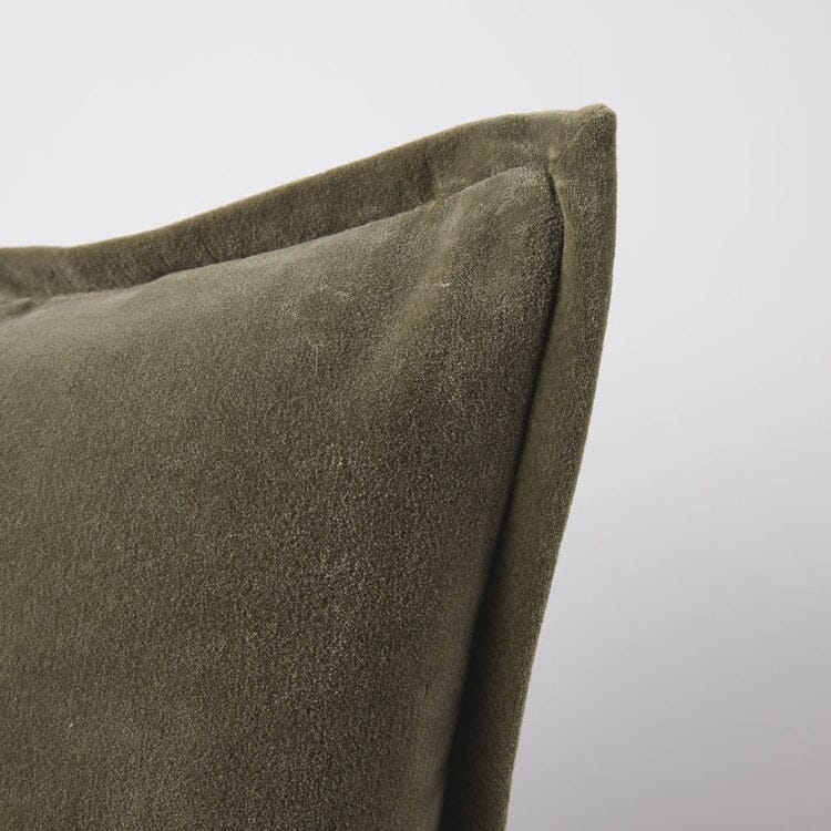 Evelyn Velvet Feathered Cushion - Olive 40x60cm