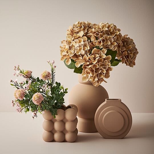 Hydrangea Artificial Bush in Coffee 50cm