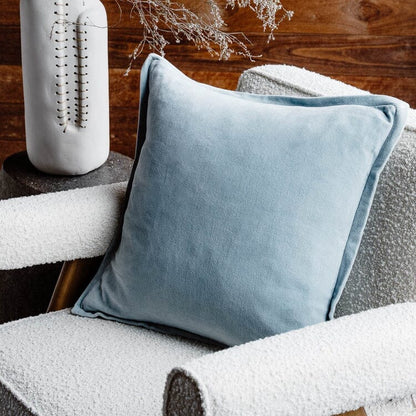 Evelyn Velvet Feathered Lumbar Cushion - Sky 40x60cm