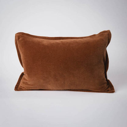 Evelyn Velvet Feathered Lumbar Cushion - Nutmeg 40x60cm
