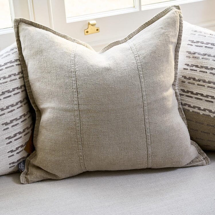 Luca Feathered Linen Cushion - Natural 50x50cm