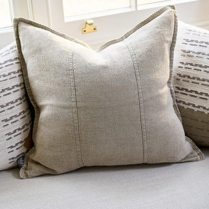 Luca Feathered Linen Cushion - Natural 50x50cm