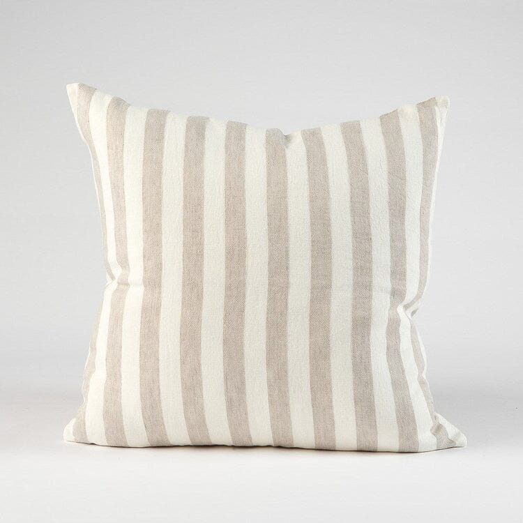 Eadie Lifestyle- Santi Linen Cushion - Off White/Silver Stripe - 50x50cm
