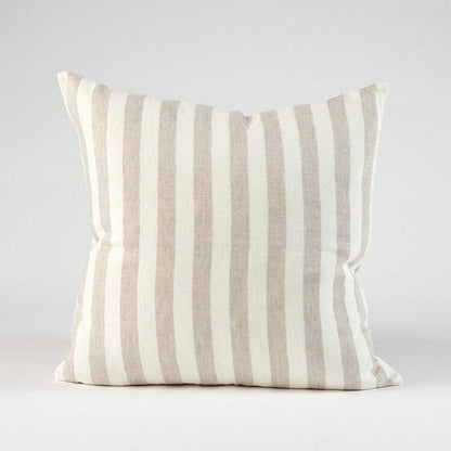 Eadie Lifestyle- Santi Linen Cushion - Off White/Silver Stripe - 50x50cm
