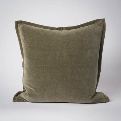 Evelyn Velvet Feathered Cushion - Olive 50x50cm
