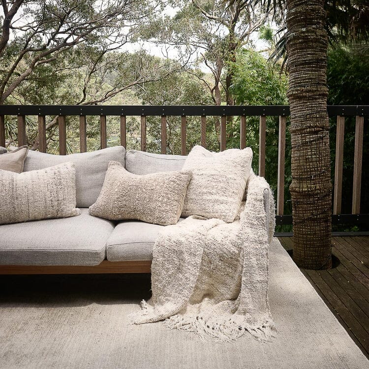 Wabi Lumbar Cushion - 100% Recycled Linen - Ivory 40x60cm