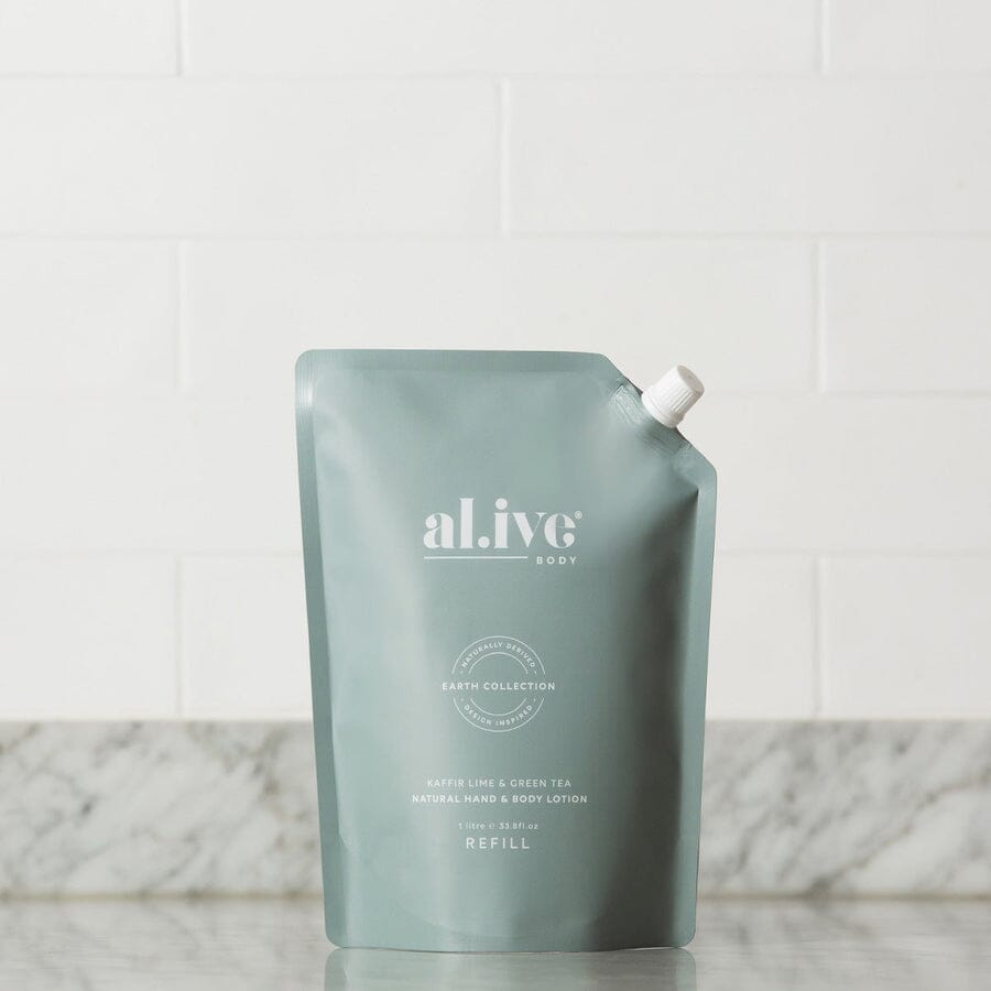 Al.ive Body - 1 Ltr Lotion Refill - Kaffir Lime &amp; Green Tea
