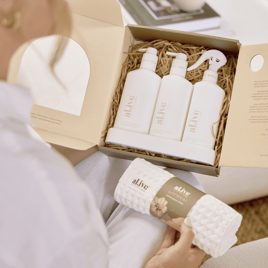 Al.ive Body - Kitchen Trio &amp; Towel Gift Set - Lemon Myrtle &amp; Honeydew