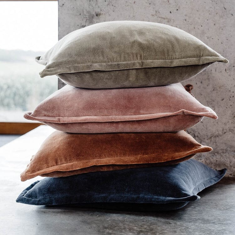 Evelyn Velvet Feathered Cushion - Clay 50x50cm