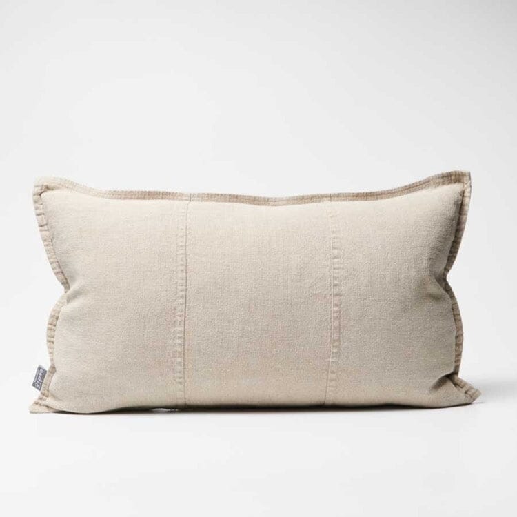 Luca Feathered Linen Lumbar Cushion - Natural 40x60cm