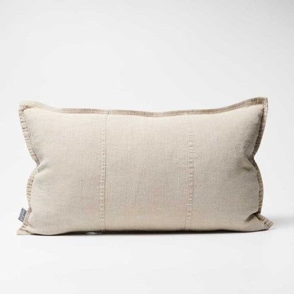 Luca Feathered Linen Lumbar Cushion - Natural 40x60cm