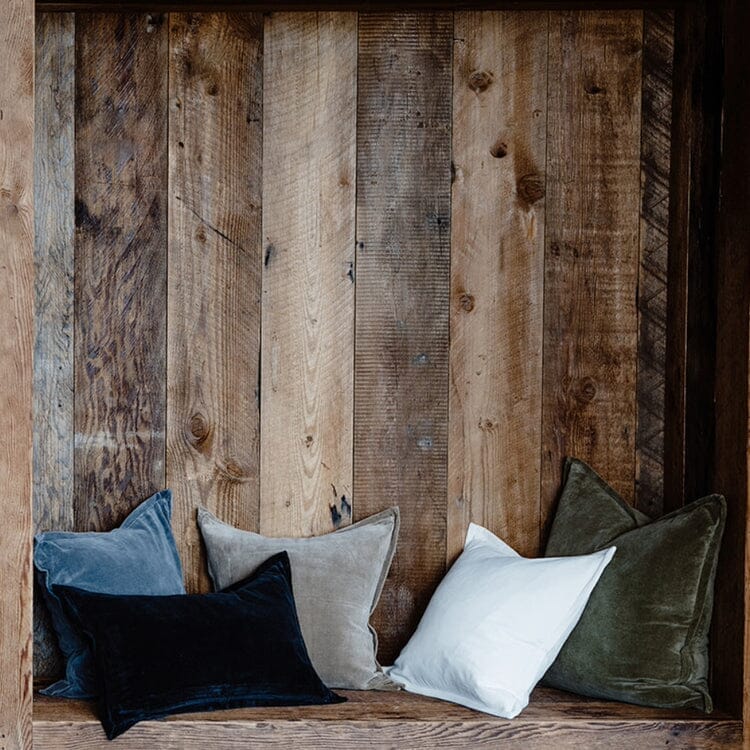 Evelyn Velvet Feathered Cushion - Natural 50x50cm