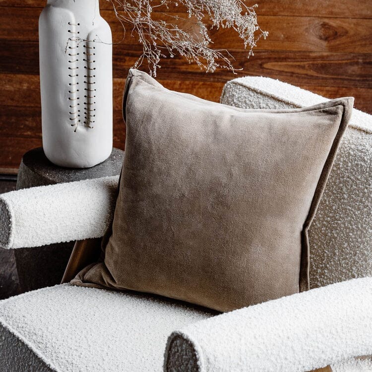 Evelyn Velvet Feathered Cushion - Natural 50x50cm