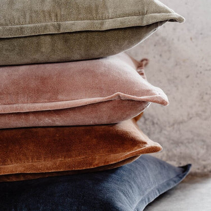 Evelyn Velvet Feathered Lumbar Cushion - Nutmeg 40x60cm