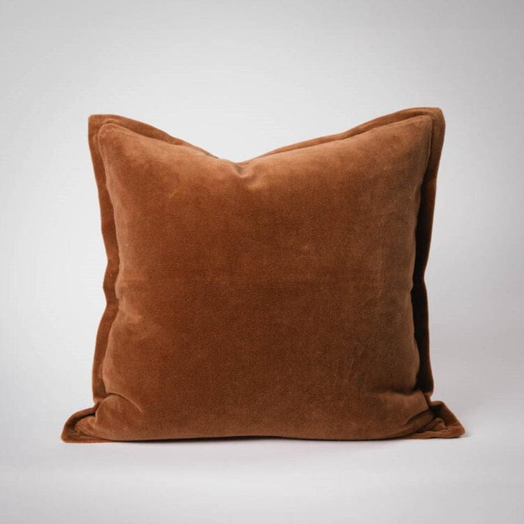 Evelyn Velvet Feathered Cushion - Nutmeg 50x50cm