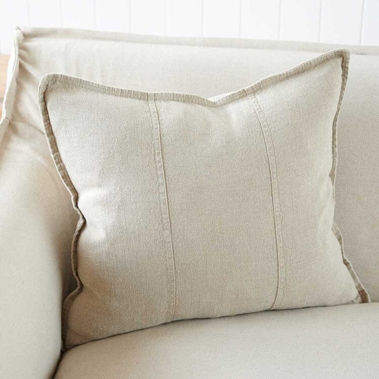 Luca Feathered Linen Lumbar Cushion - Natural 40x60cm