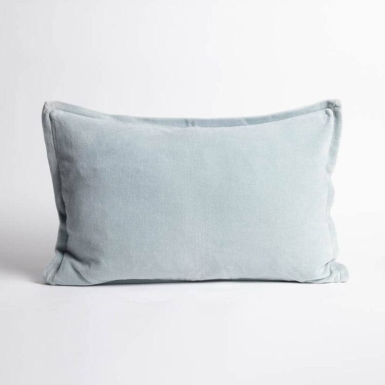 Evelyn Velvet Feathered Lumbar Cushion - Sky 40x60cm
