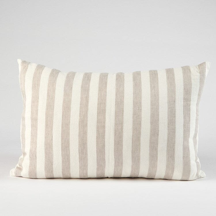 Eadie Lifestyle- Santi Linen Cushion - Off White/Silver Stripe - 40x60cm