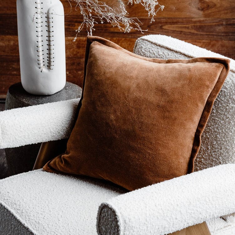 Evelyn Velvet Feathered Cushion - Nutmeg 50x50cm