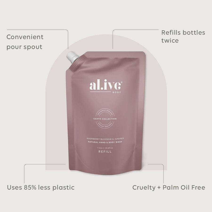 Al.ive Hand &amp; Body Wash Refill 1 Ltr - Raspberry Blossom &amp; Juniper